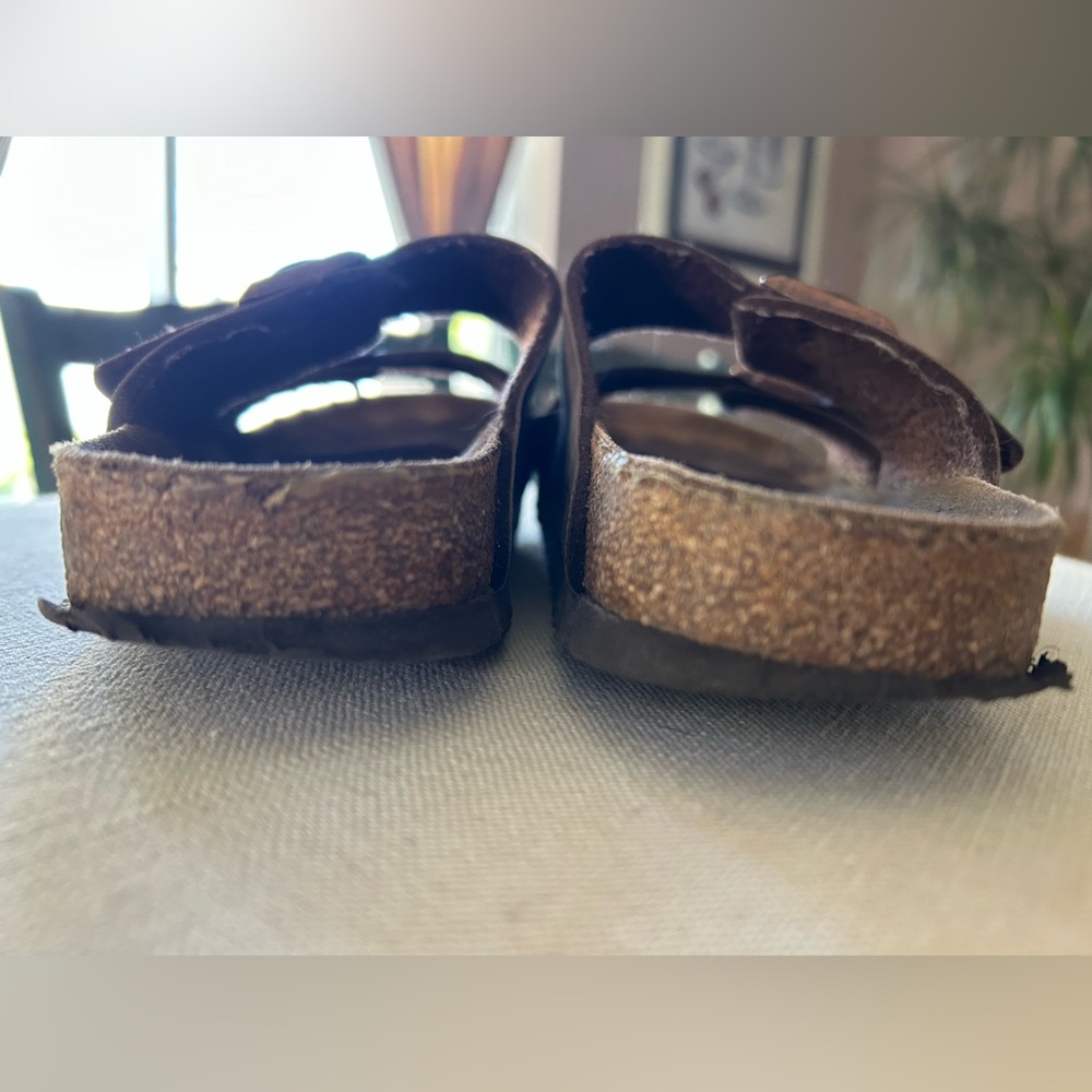 Birkenstock Arizona Brown Leather Slide Sandals - Picture 6 of 8